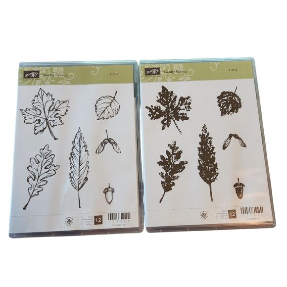 Stampin'‎ Up! GENTLY FALLING Stamp Set of 12 123804 Leaf Tree Acorn Fall Autumn - Picture 1 of 7